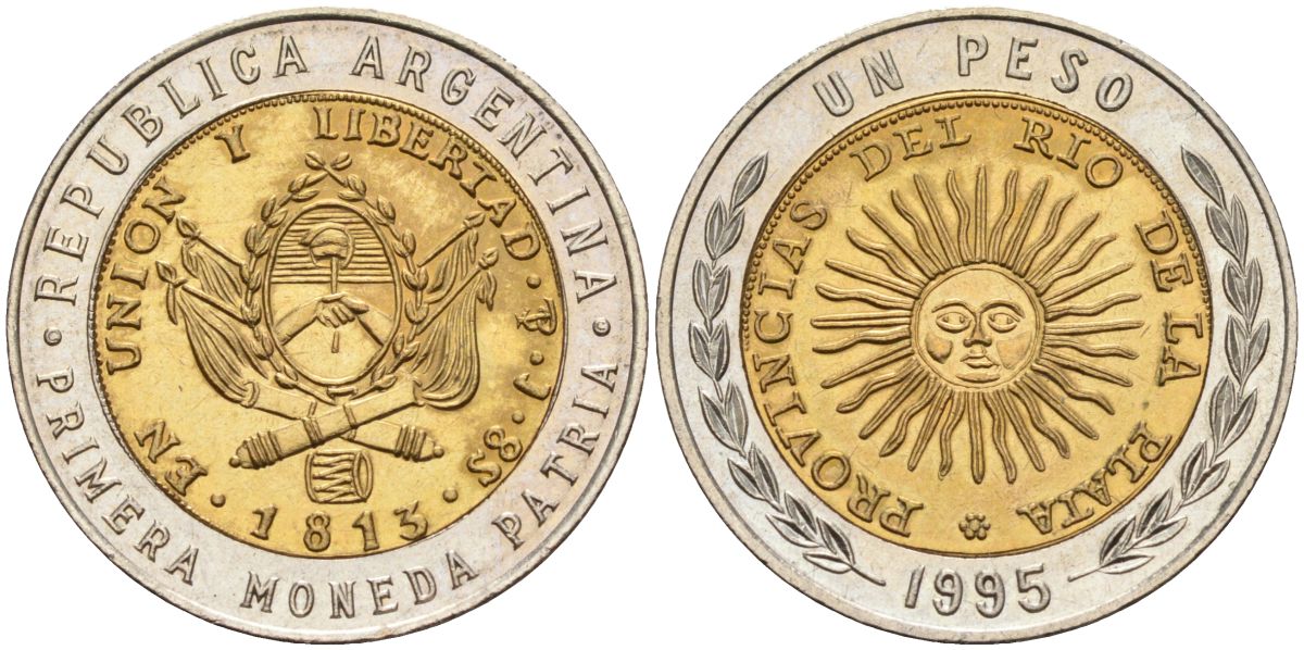 Аргентина 1 песо 1995 объединение провинций KM 112.1 биметалл 4548-1141