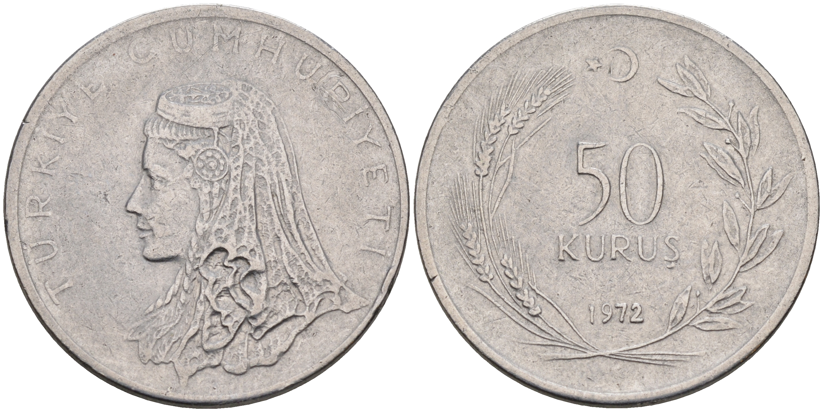 Турция 50 куруш 1972  KM 899 сталь 4595-316