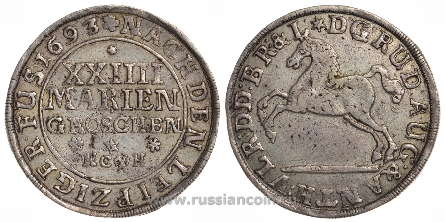 Брауншвейг-Вольфенбюттель 24 мариенгроша 1693 HCH KM 607, Welter 2081, Davenport 338 серебро 00-000-00