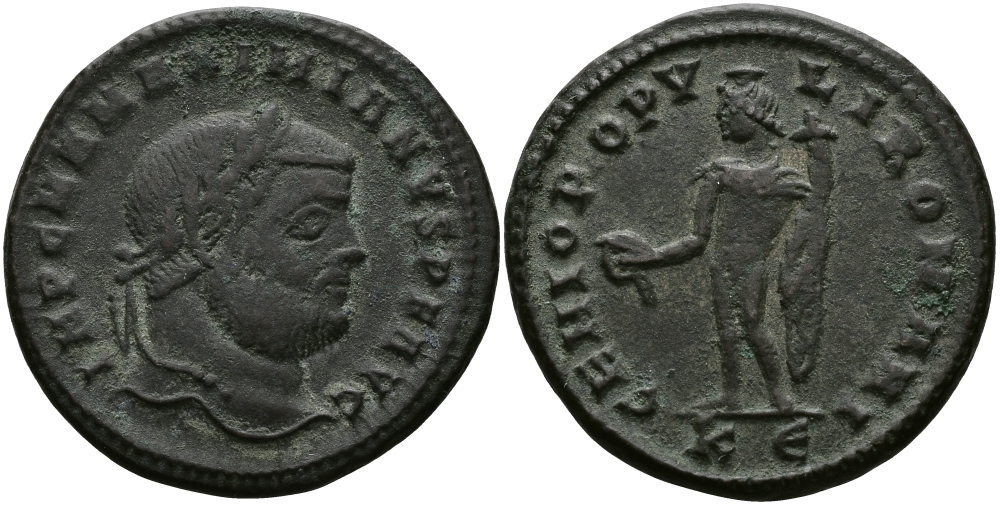 Римская Империя нуммий 294 - 295 Максимиан Геркулий GENIO POPVLI ROMANI Кизик Good Very fine RIC 8b бронза 1073-7-45