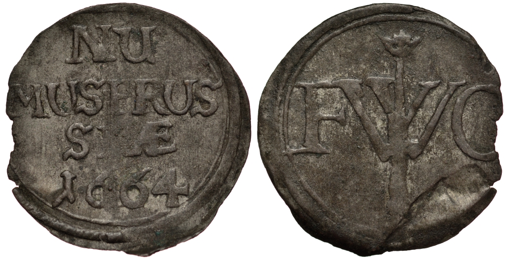 Бранденбург-Пруссия 1 шиллинг 1664 Фридрих Вильгельм (1640-1688), вес 0,46 гр. KM 330, Schrotter 1921 серебро 1516-342