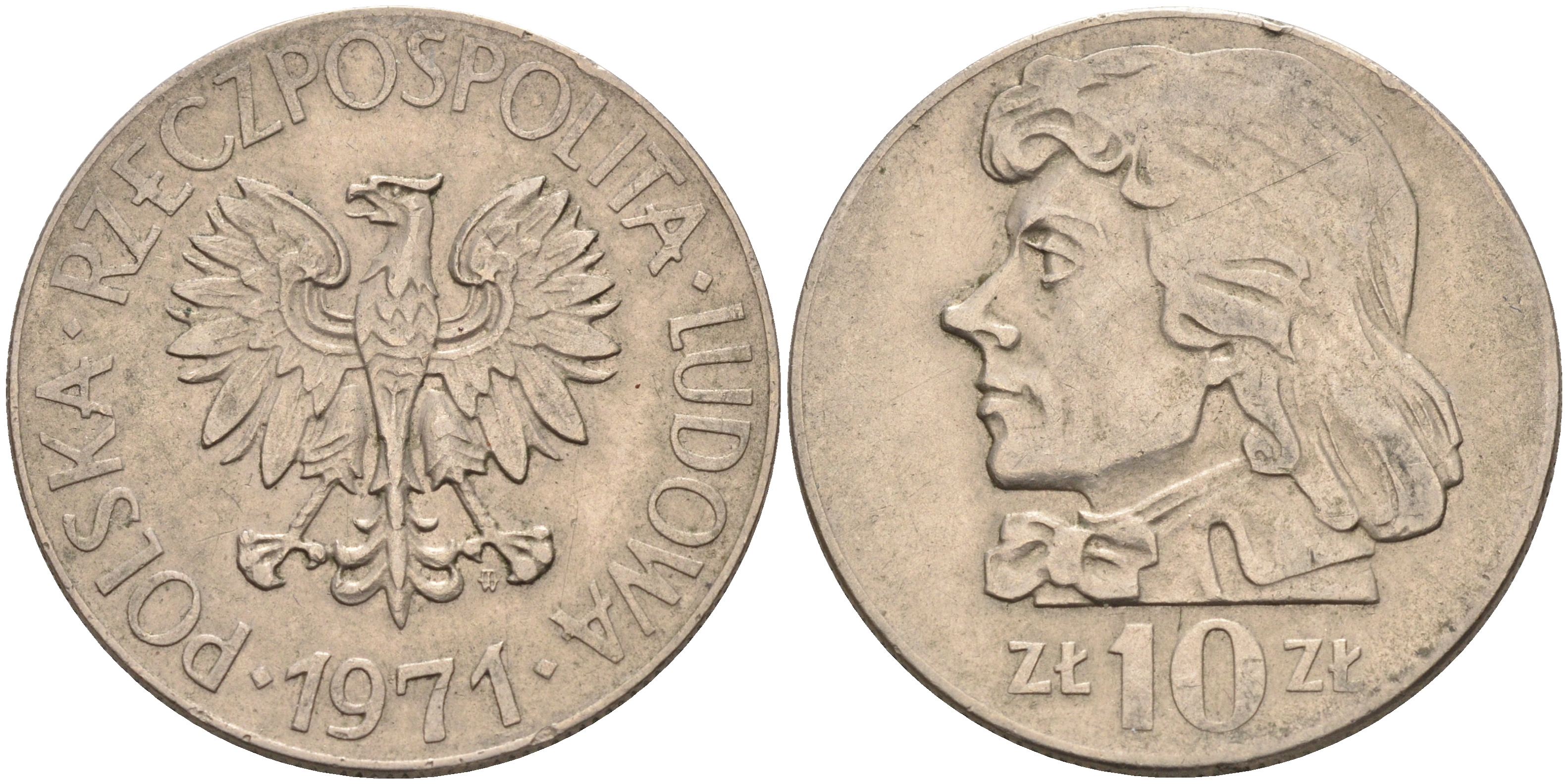 Польша 10 злотых 1971 MW, Тадеуш Костюшко KM 50a медно-никель    4148-1257