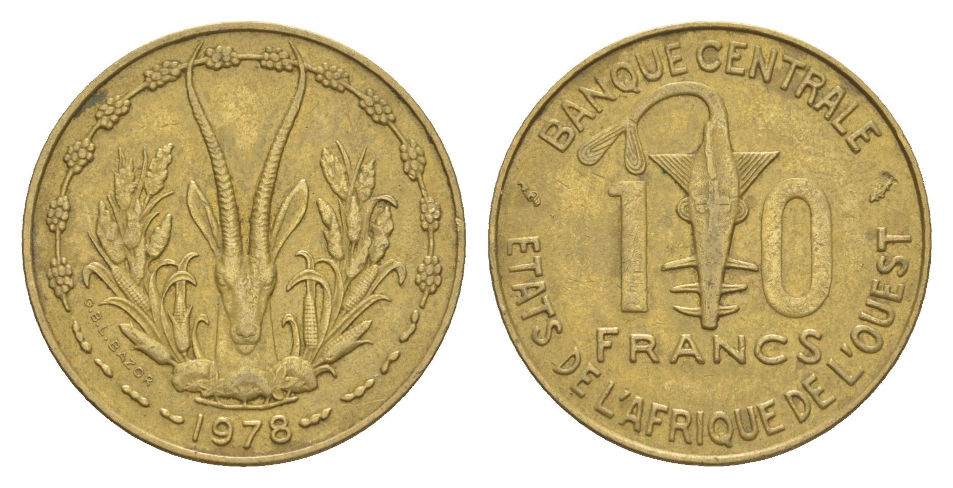 Западная Африка (BCEAO) 10 франков 1978 KM 1a медь алюминий никель 4612-642