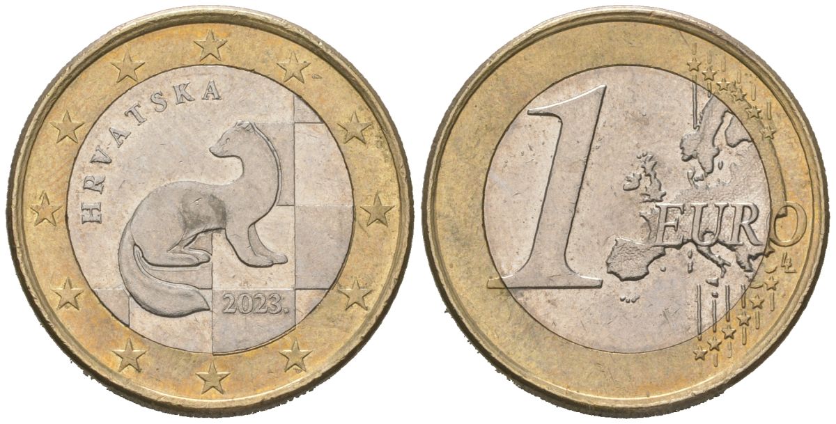 Хорватия 1 евро 2023 KM 141 биметалл aUNC 3334-716