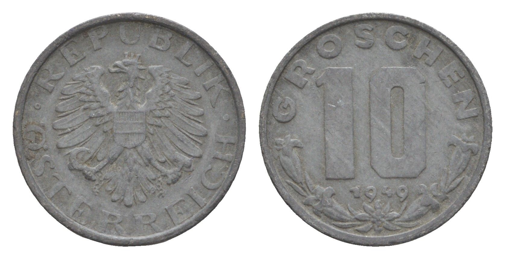 Австрия 10 грошей 1949 KM 2874 цинк 4576-817