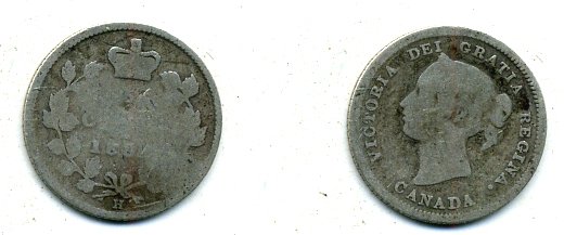 КАНАДА 5 ЦЕНТОВ 188? ВИКТОРИЯ серебро 46-2435