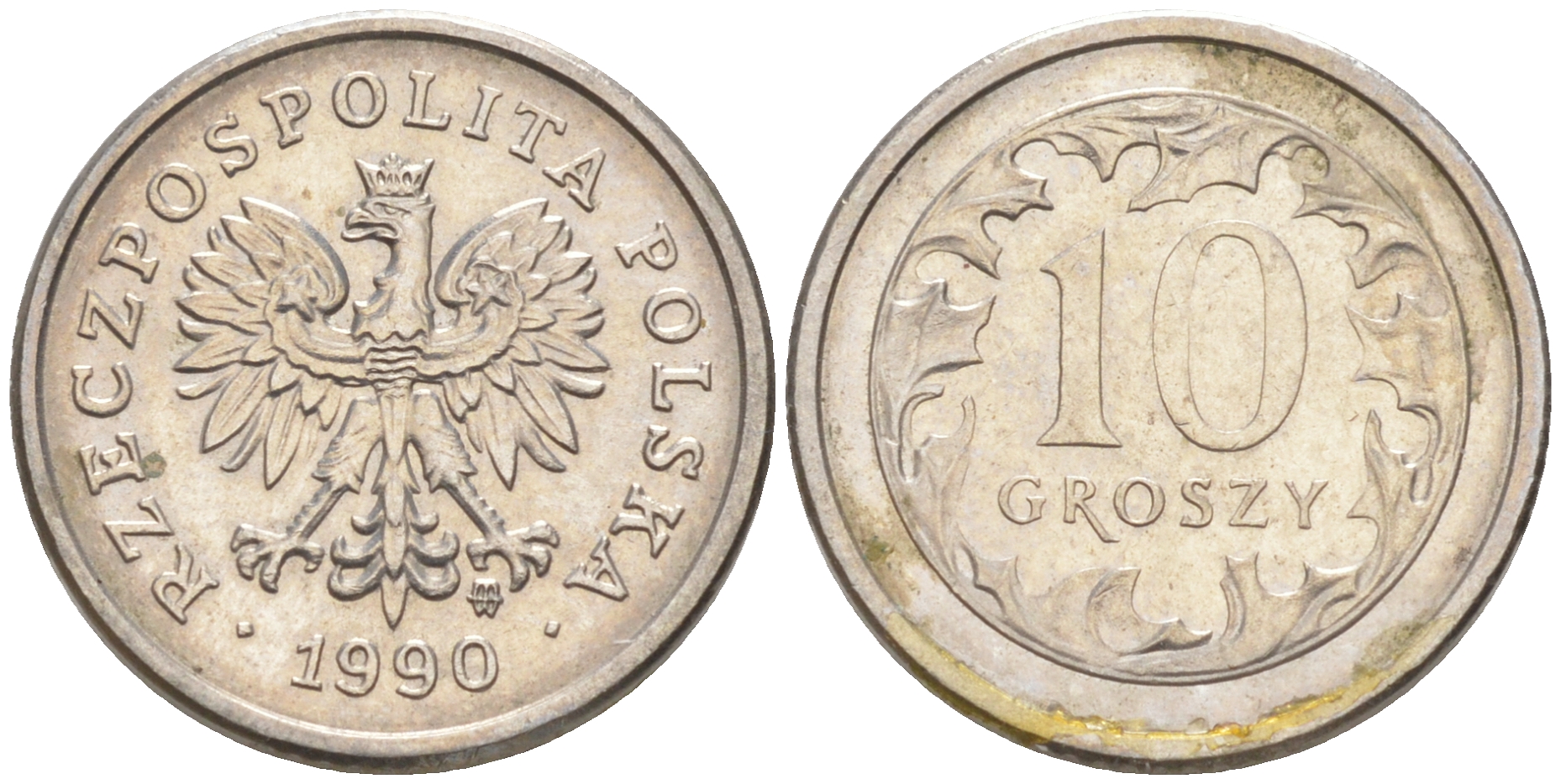 ПОЛЬША 10 ГРОШЕЙ 1990 MW KM 279 медно-никель UNC 187-919