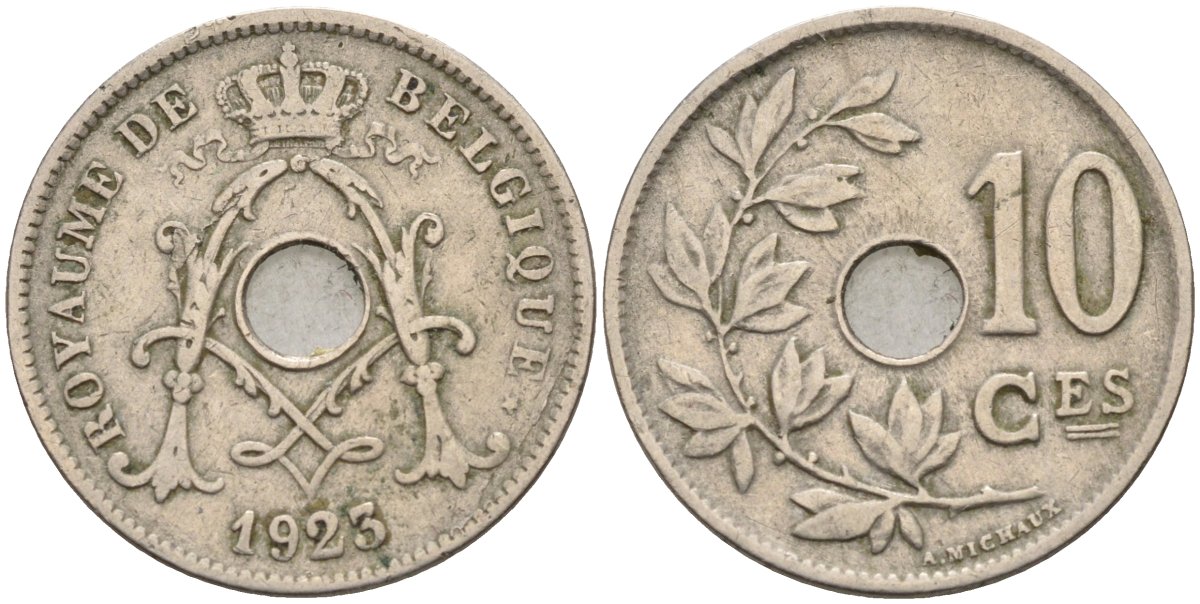 Бельгия 10 сантимов 1925 Belgique, Альберт I (1909-1934) KM 85 медно-никель 4591-851