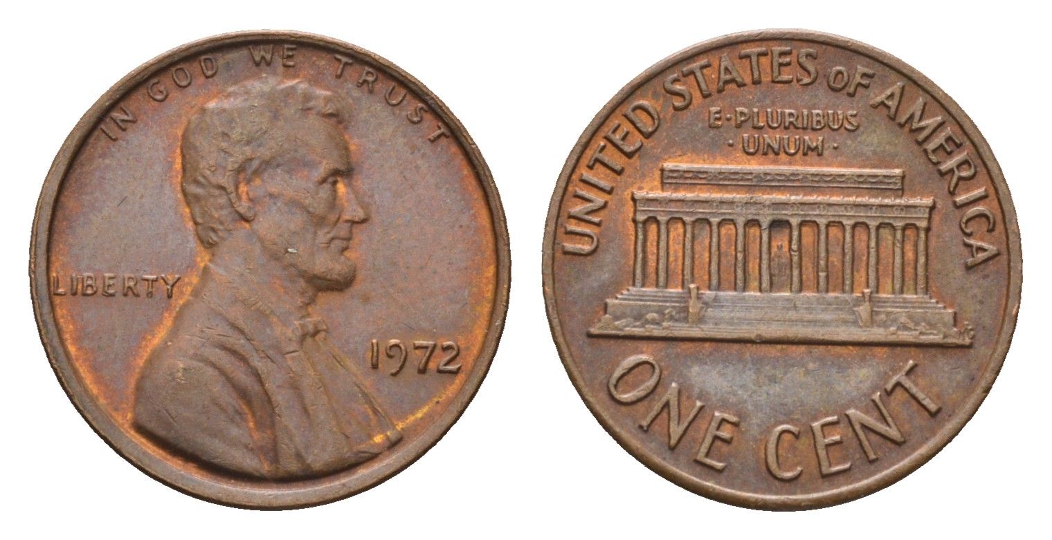 США 1 цент 1972 Линкольн KM 201 медь цинк 4684-158