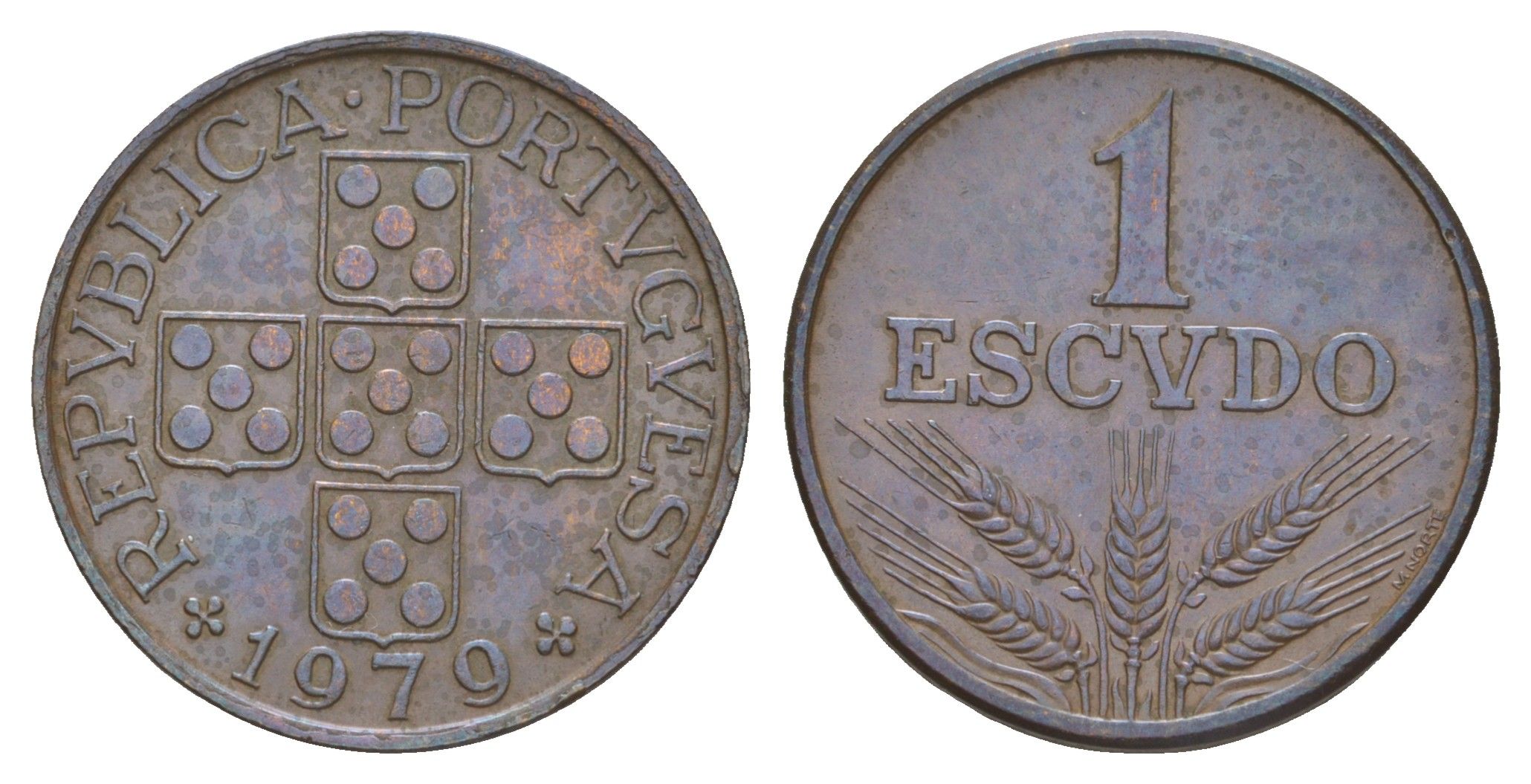 Португалия 1 эскудо 1979 KM 597 бронза 4654-345