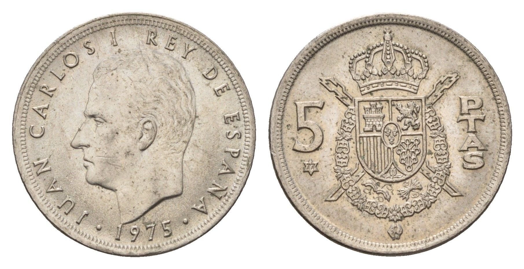 Испания 5 песет 1975 (77) Хуан Карлос I (1975-2014) KM 807 медно-никель 4707-337