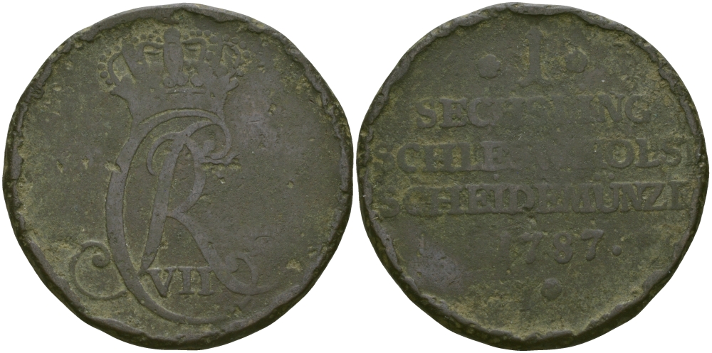 ШЛЕЗВИГ-ГОЛЬШТЕЙН 1 ЗЕХЛИНГ 1787 KM 2 медь 97-814