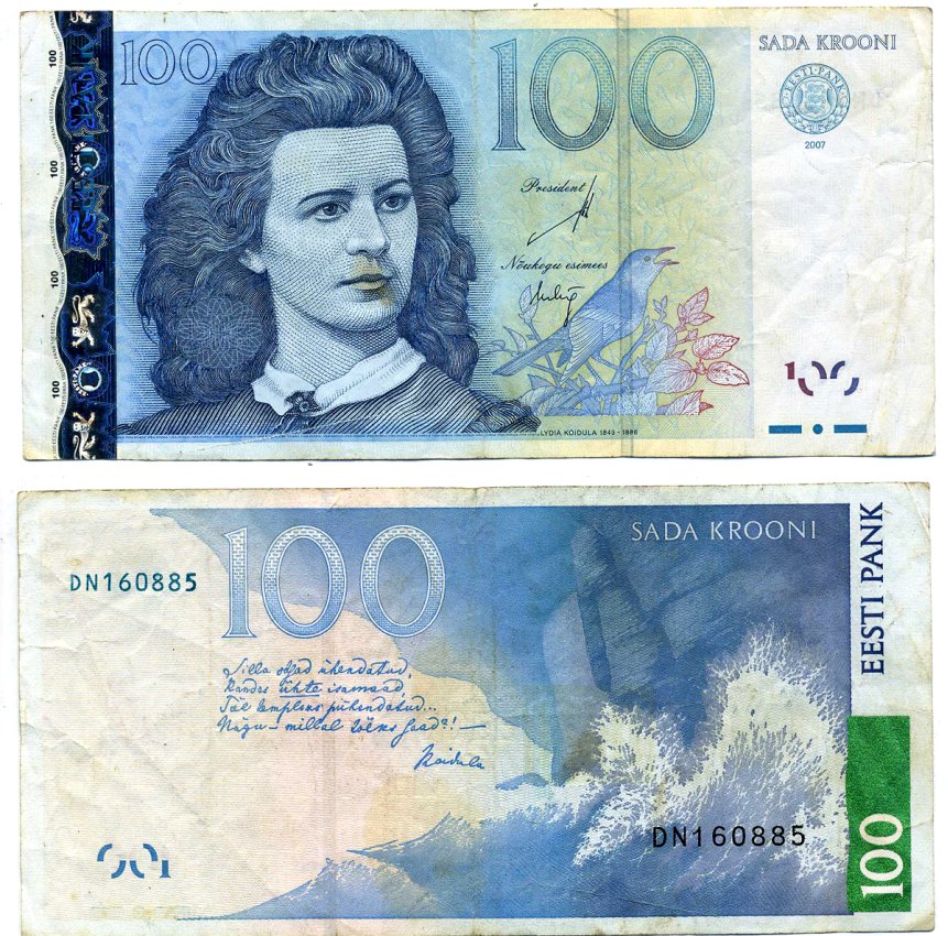 Эстония 100 крон 2007 Pick 88, Сергеев 26 бумага 8615-19-1-2