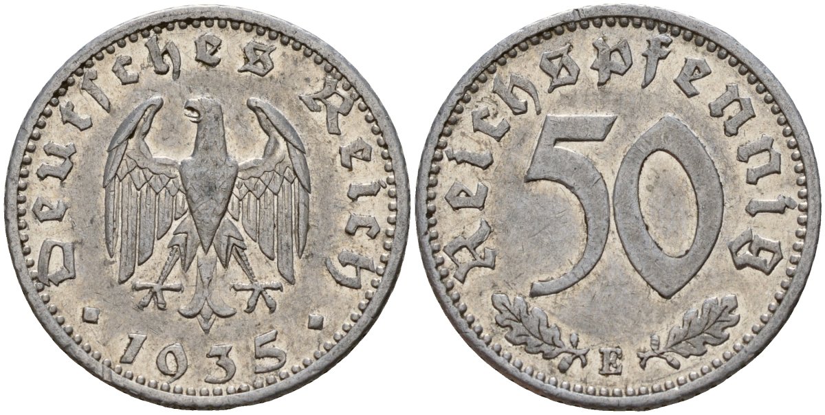 Германия 50 рейхспфеннигов 1935 E KM 87, J. 368 алюминий 4161-246