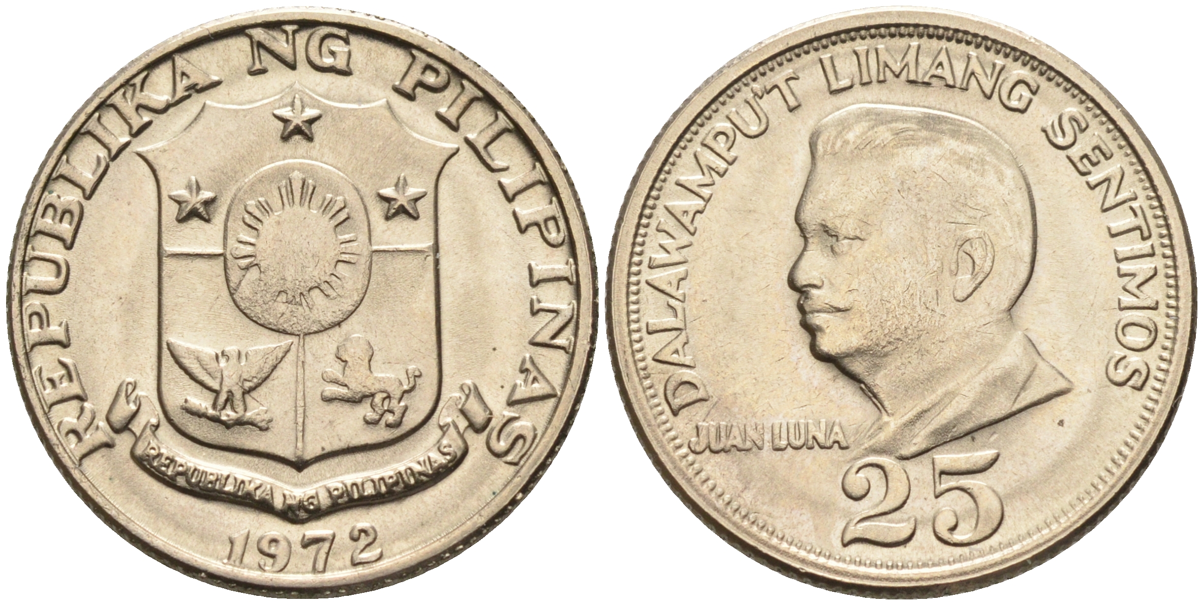 Филиппины 25 сентимо 1972 Хуан Луна KM 199 медь цинк никель  UNC  4595-956