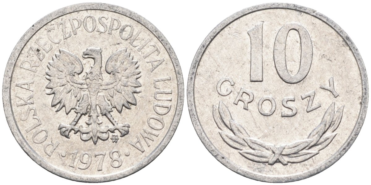 Польша 10 грошей 1978 MW, Народная Республика KM АА47, Parchimowicz 206r алюминий 4580-627