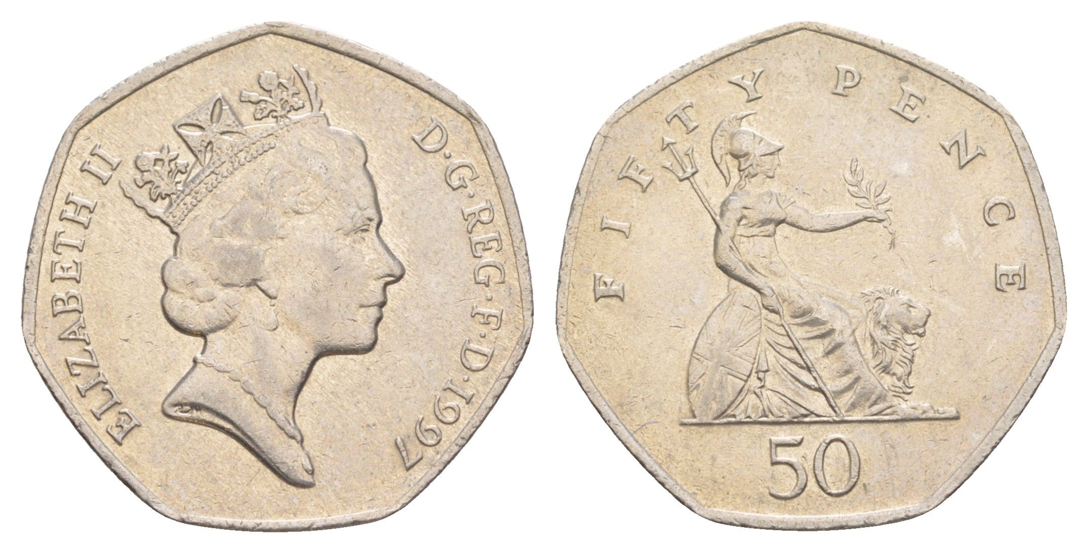 Великобритания 50 пенсов 1997 Елизавета II (1952-2022) KM 940.2, Spink 4351 (H7) медно-никель 4638-757