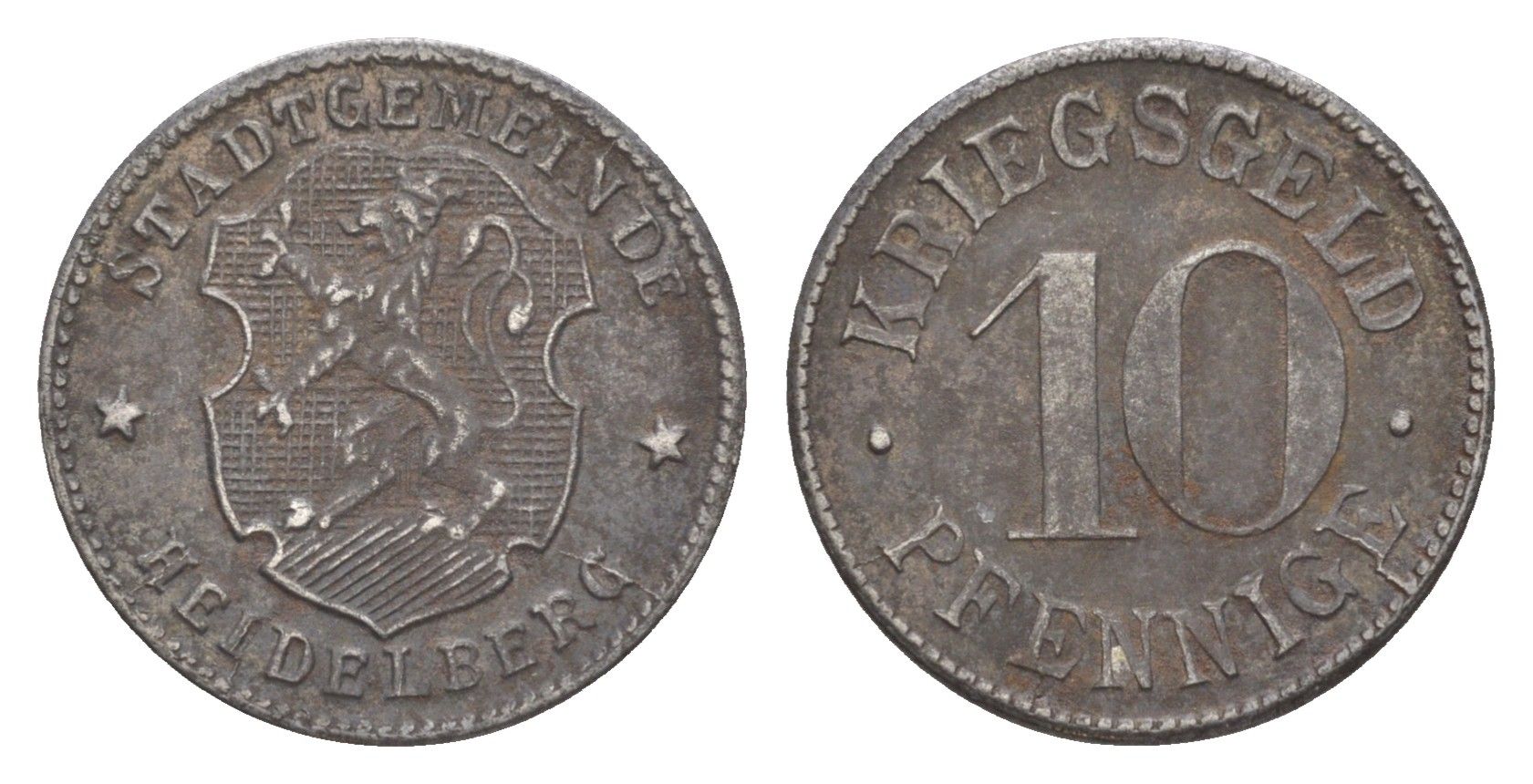 Гейдельберг 10 пфеннигов ND (1919-1920) Funck 203.3, Men05 11175.1 железо 54-165