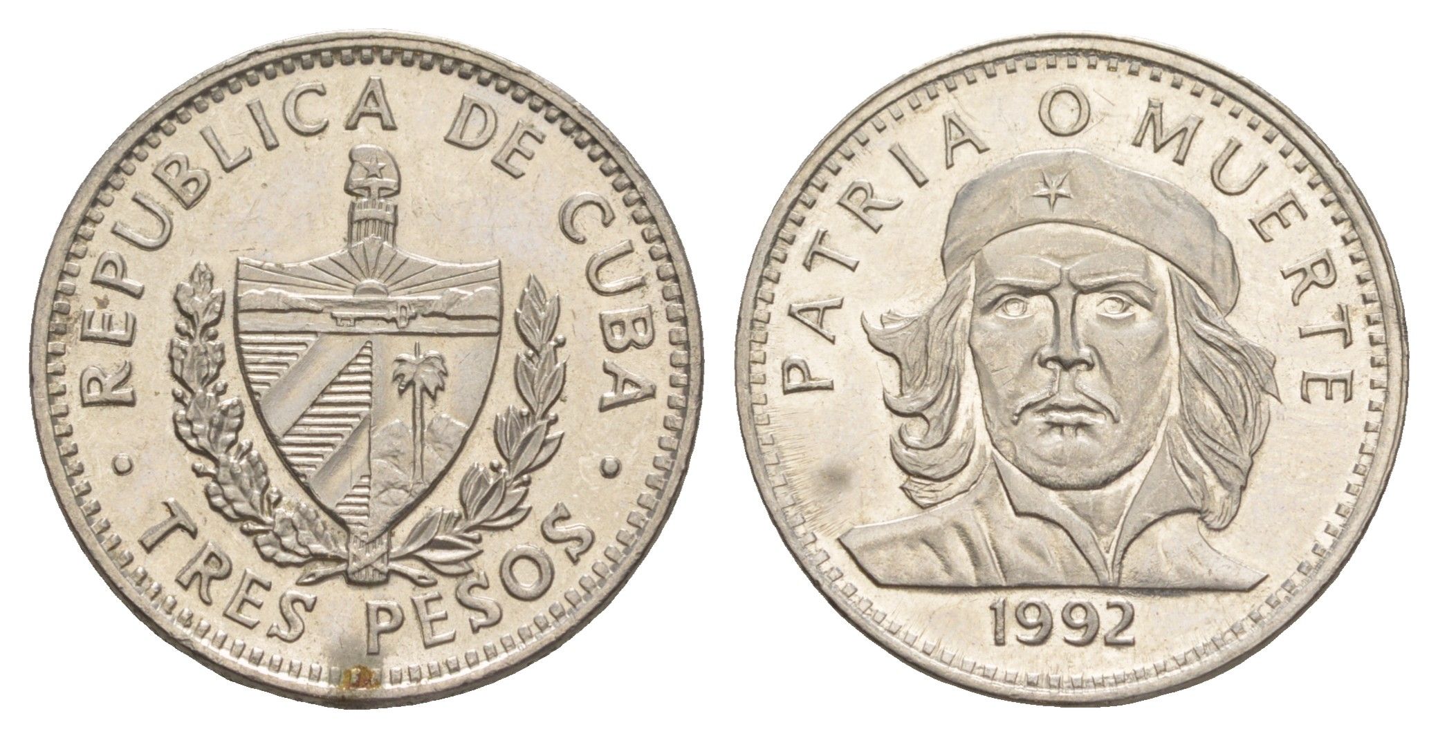 Куба 3 песо 1992 Эрнесто Че Гевара KM 346a сталь плакированная никелем 4646-355