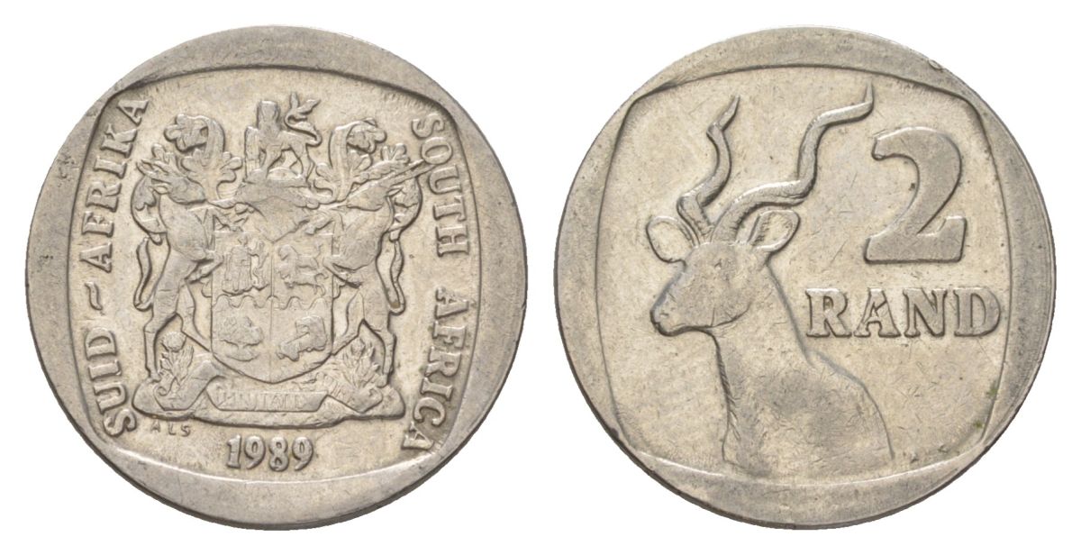 ЮАР 2 ранда 1989 KM 139 медь плакированная никелем 4626-936