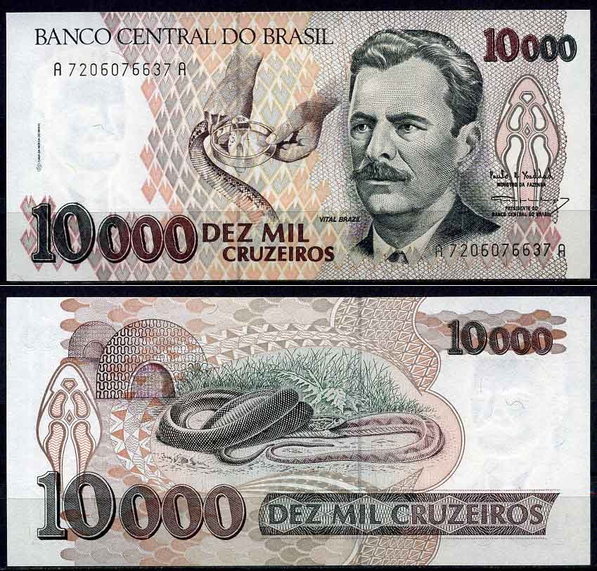 Бразилия 10000 крузейро ND (1991-1993) серия A 7206, Витал Бразил, врач Pick 233 c бумага UNC (пресс) 2197-44-3-1