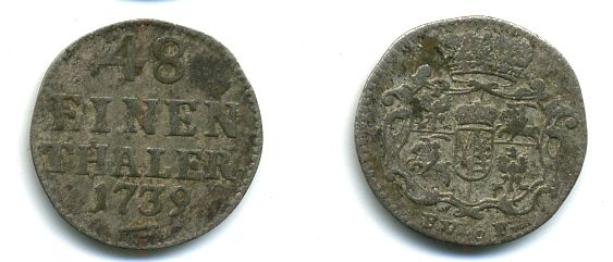 САКСОНИЯ 1/48 ТАЛЕРА 1739 FWoF, KM 883 (C4a) серебро 00-00