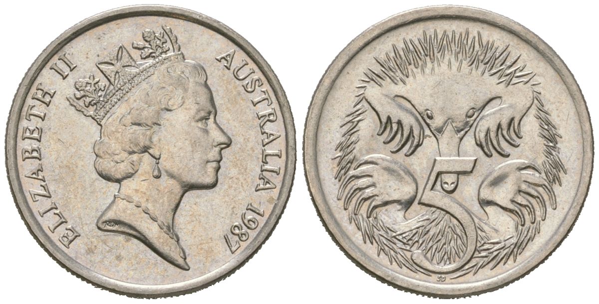 Австралия 5 центов 1987 Елизавета II (1952-2022) KM 80 медно-никель 4615-169