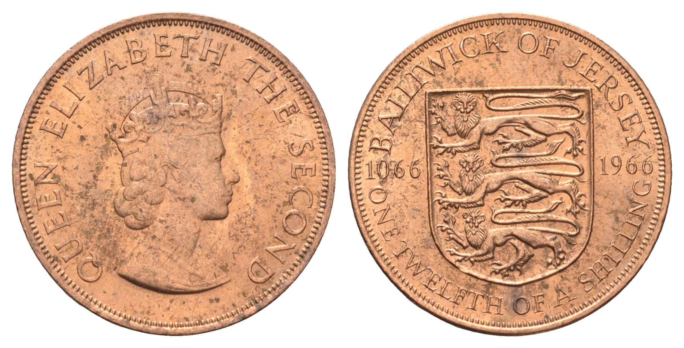 Джерси 1/12 шиллинга 1966 900 лет битве при Гастингсе KM 26 бронза aUNC 4661-132