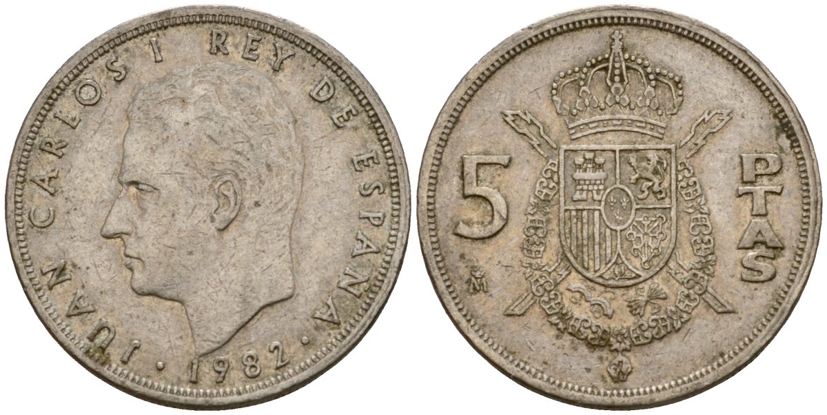 Испания 5 песет 1982 Хуан Карлос I (1975-2014) KM 823 медно-никель 216-514