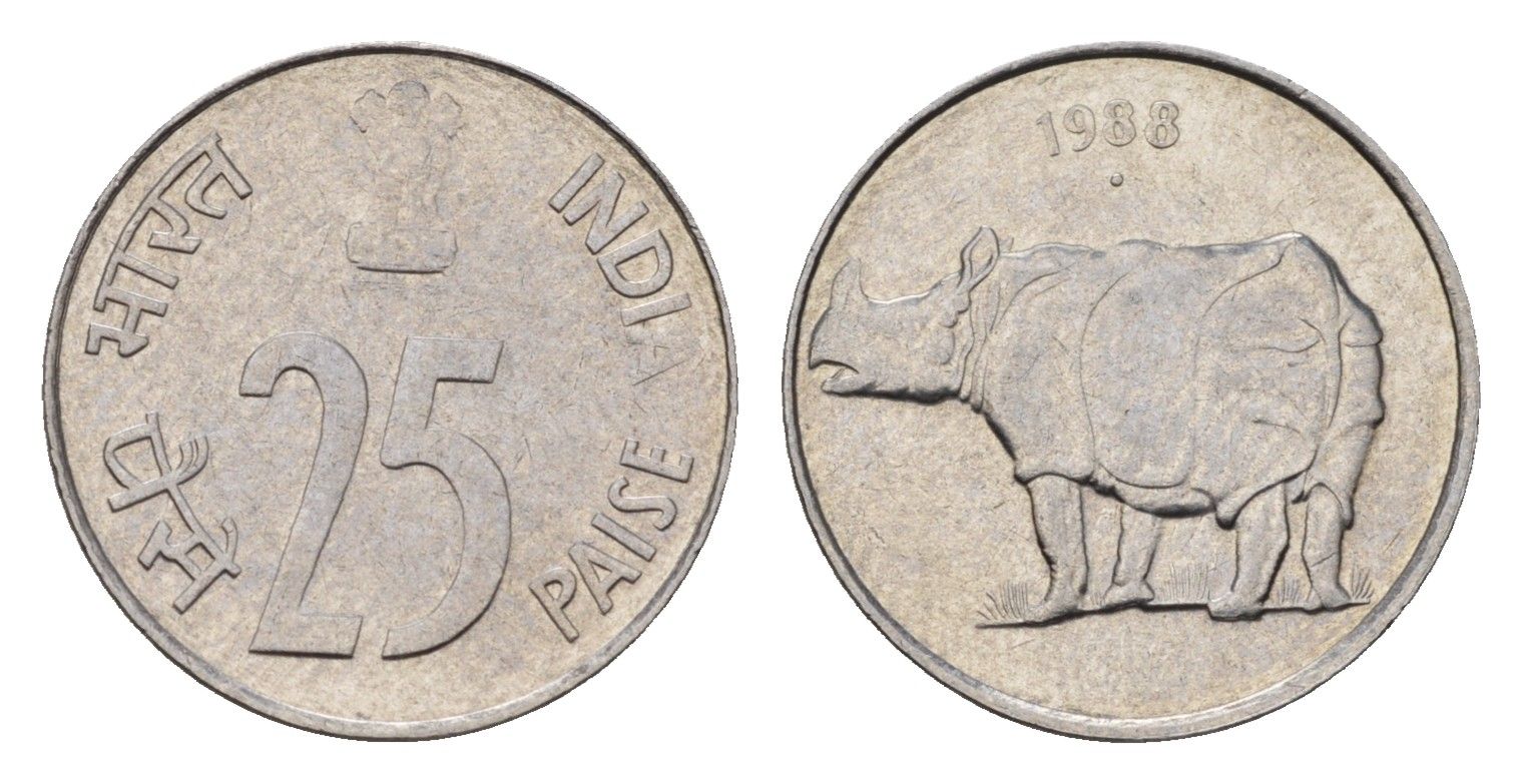 Индия 25 пайс 1988 KM 54 нержавеющая сталь UNC 4690-222