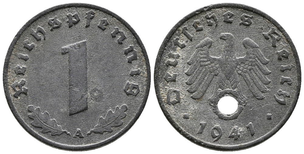ГЕРМАНИЯ 1 РЕЙХСПФЕННИГ 1941 A KM 97, J. 369 цинк 39-1168
