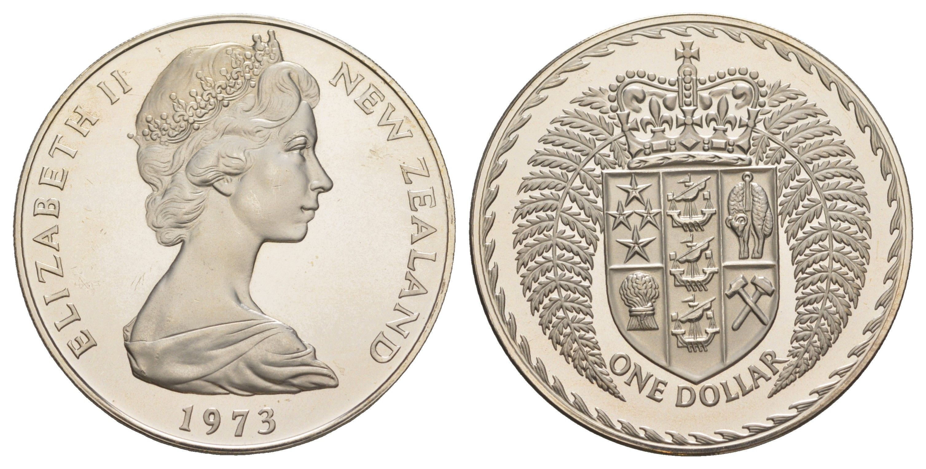 Новая Зеландия 1 доллар 1973 тираж 16.000 экземпляров KM 38 медно-никель PROOF 413-944