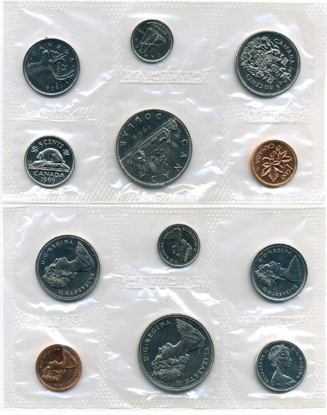 Канада набор из 6 монет 1969 в целофановой запайке KM PL20 PROOF-LIKE 2-6-3-12
