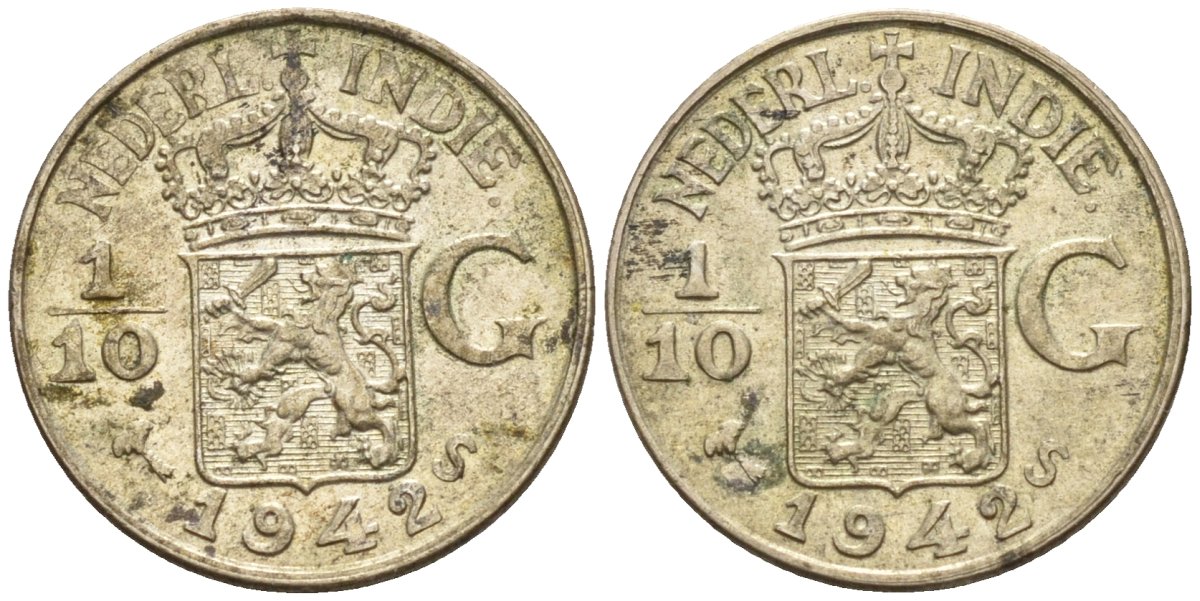 Нидерландская Восточная Индия 1/10 гульдена 1942 S KM 318 серебро 4174-318