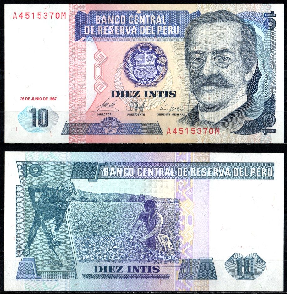 Перу 10 инти 1987 Pick 129 бумага UNC (пресс) 6294-36-4-2
