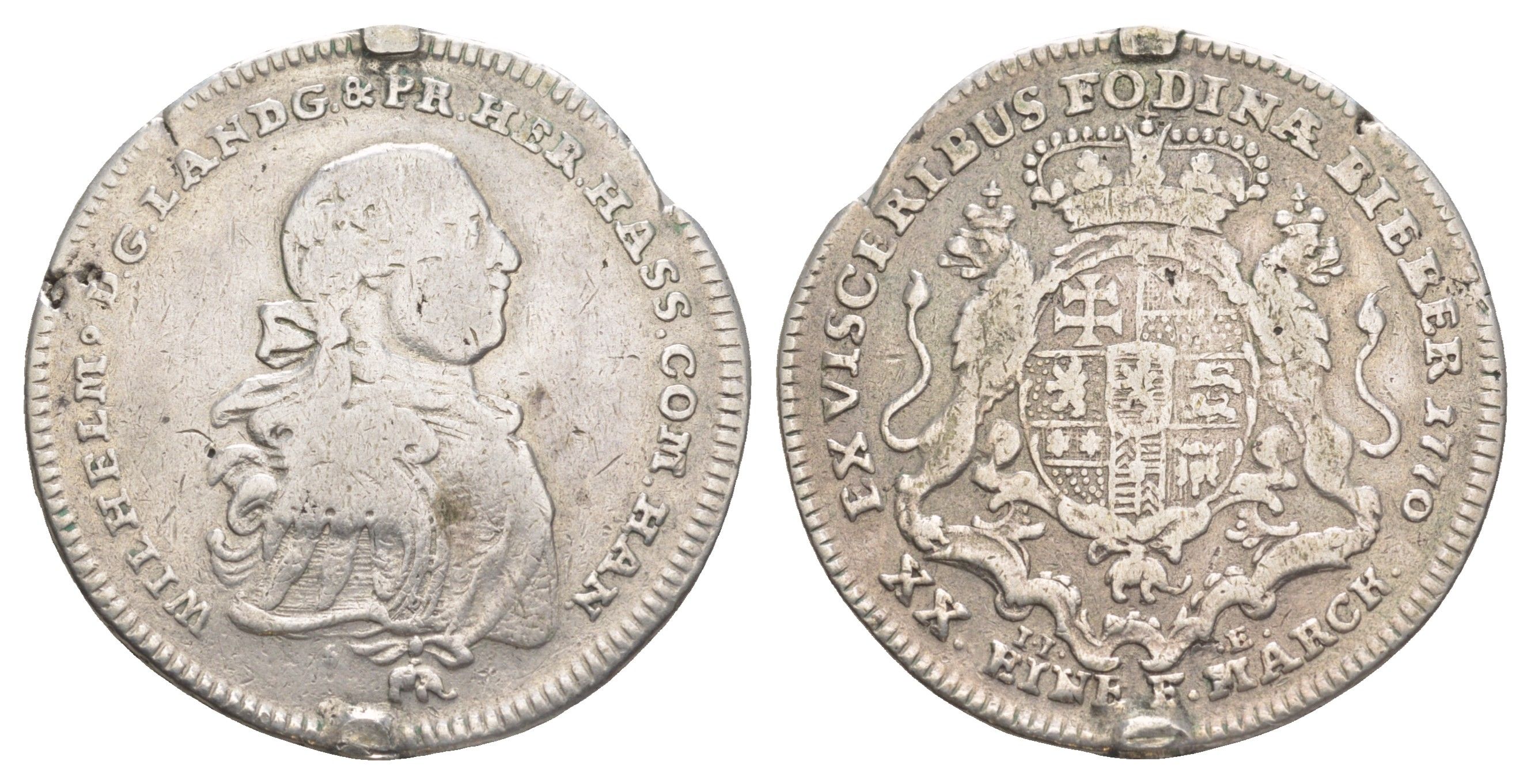 Ангальт-Бернбург 1 талер 1770 IIE, Вильгельм IX (1760-1803) KM 104, Davenport 2288 серебро 1521-314