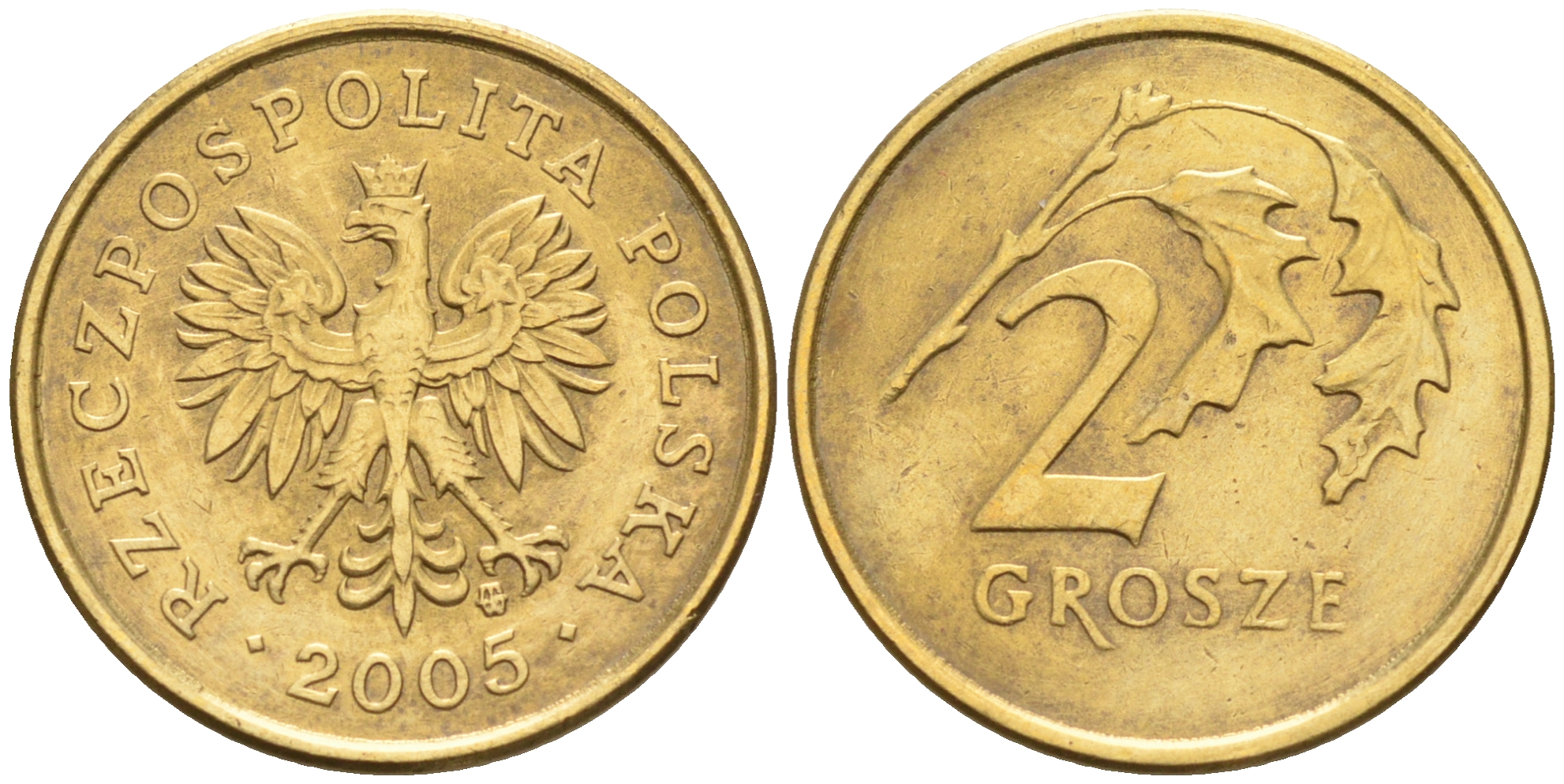 Польша 2 гроша 2005 MW KM 277 латунь    4136-943