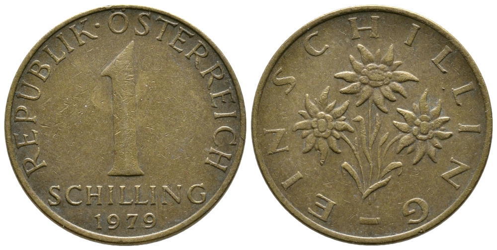 АВСТРИЯ 1 ШИЛЛИНГ 1979 KM 2886 алюминиевая бронза 36-343