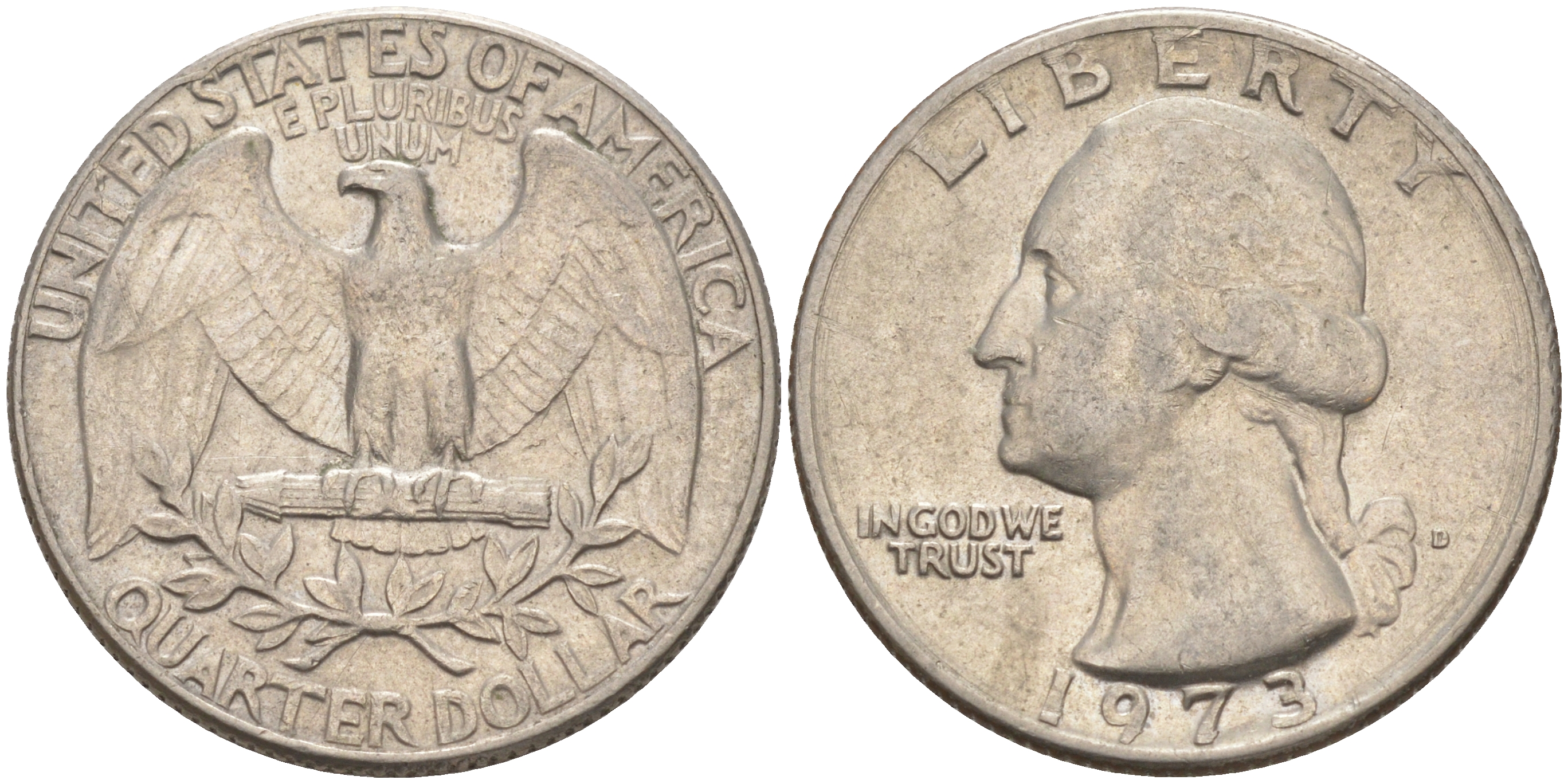 США 25 центов (квотер) 1973 Вашингтон KM 164a медь плакированная медно-никелем 4114-812