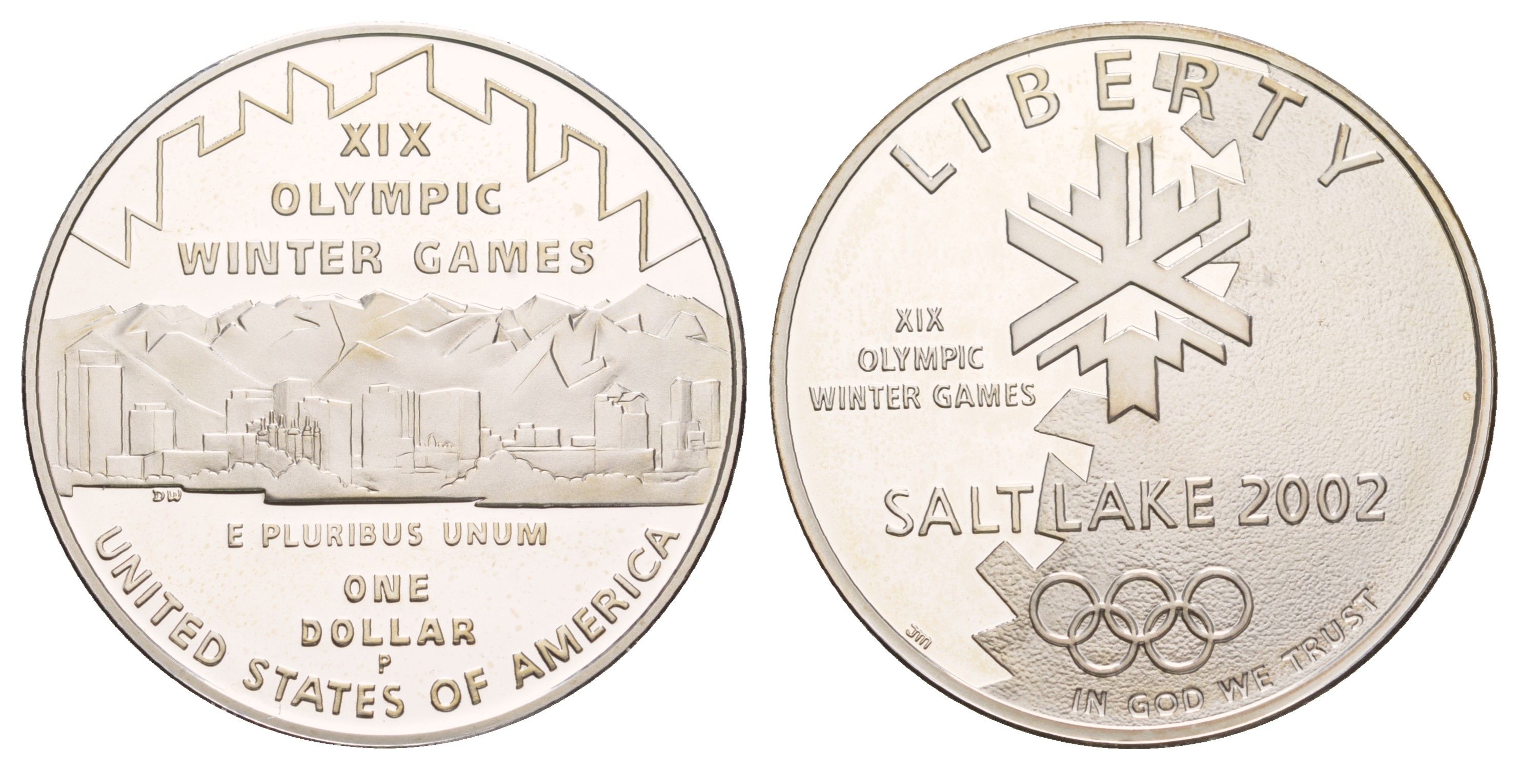 США 1 доллар 2002 P, XIX зимние Олимпийские Игры, Солт-Лейк-Сити 2002, в оригинальной коробке KM 336 серебро PROOF 3-6-2-06