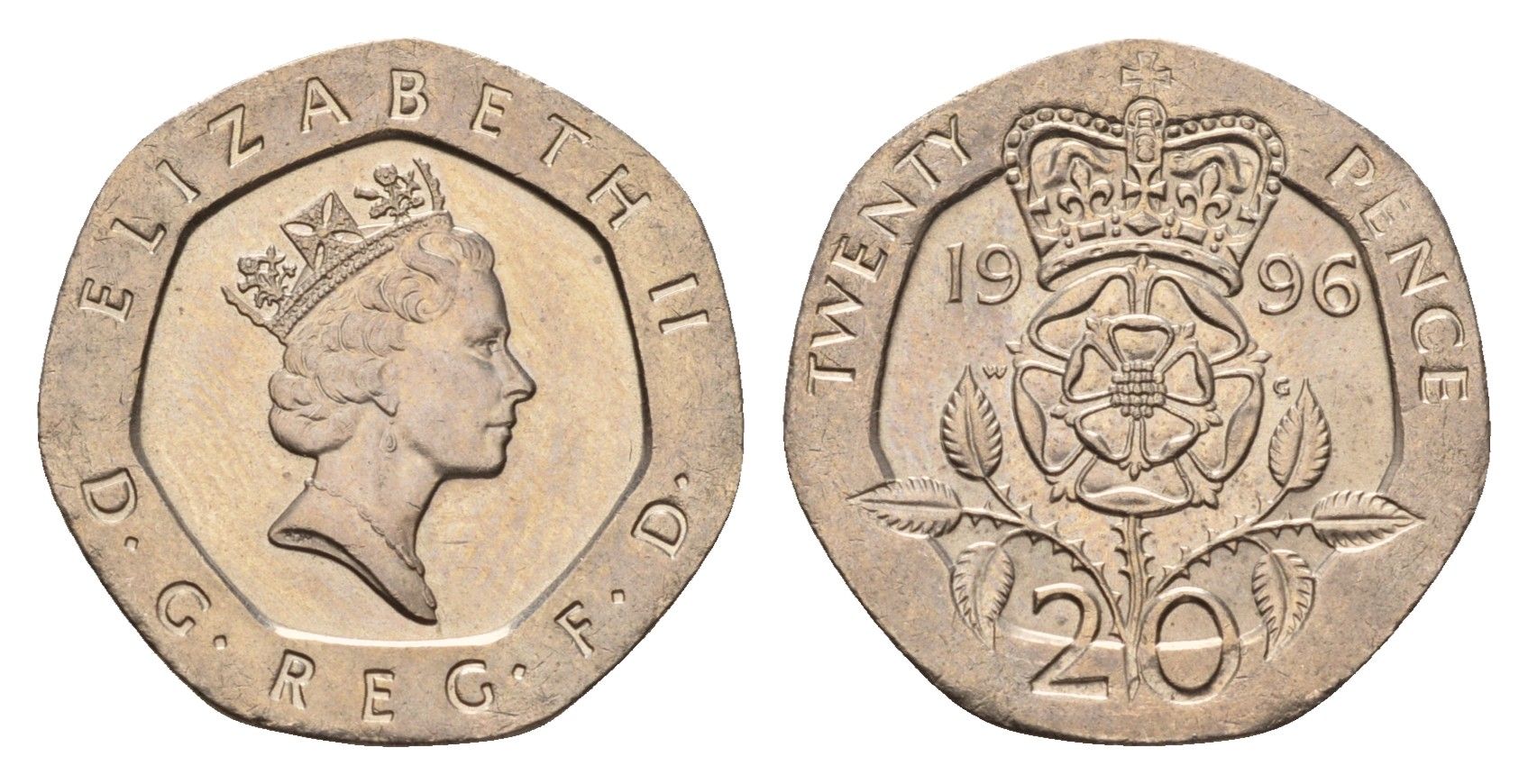 Великобритания 20 пенсов 1996 Елизавета II (1952-2022) KM 939, Spink 4361 (G2) медно-никель UNC 4674-1025