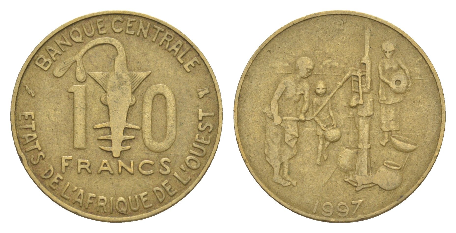 Западная Африка (BCEAO) 10 франков 1997 KM 10 медь алюминий никель 4612-833