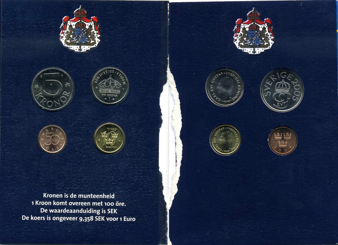 Швеция набор из 4 монет 2005 в оригинальном картонном буклете, Карл XVI Густав (1973- ) UNC 4-4-1-41