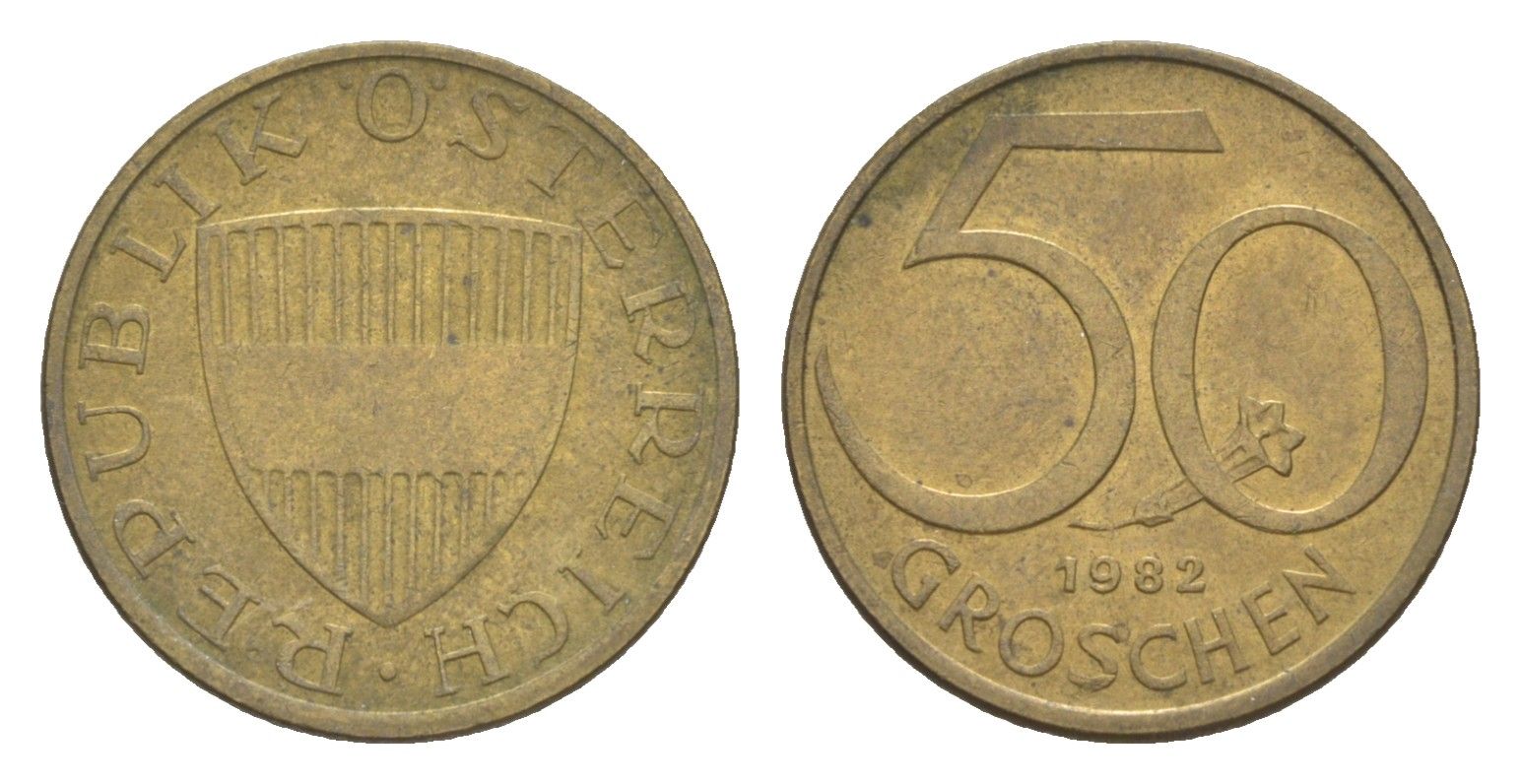 Австрия 50 грошей 1982 KM 2885 алюминиевая бронза 4124-314