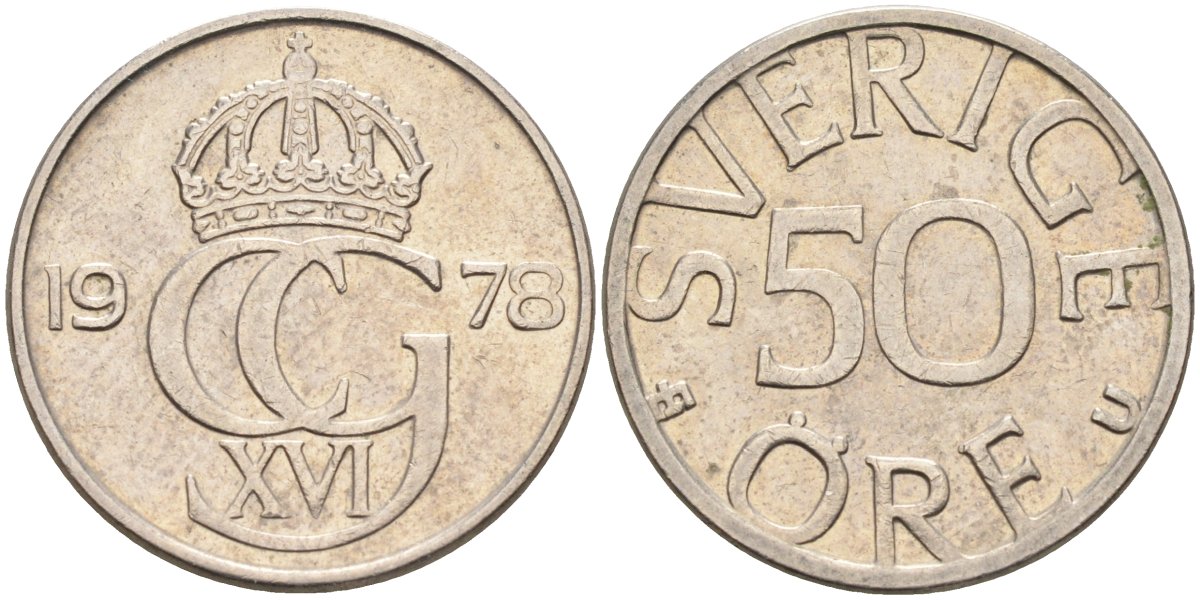 Швеция 50 эре 1978 Карл XVI Густав (1973- ) KM 855 медно-никель 4582-811
