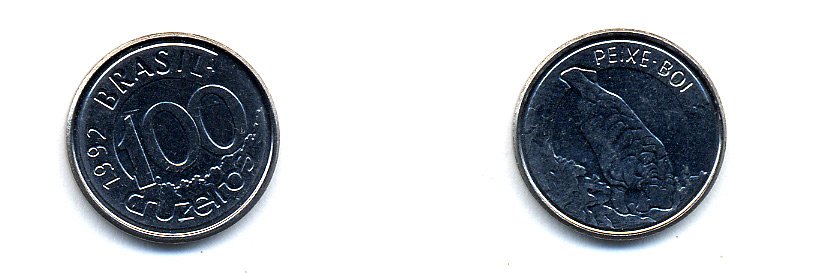 БРАЗИЛИЯ 100 КРУЙЗЕЙРО 1992 ЛАМАНТИН KM 623 сталь aUNC 76-712