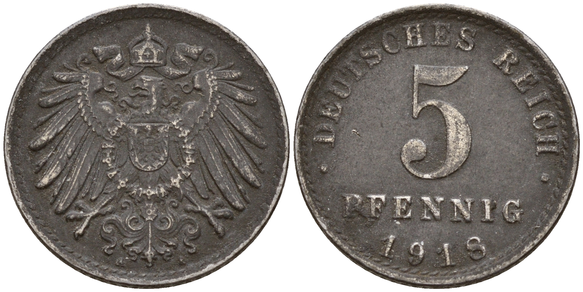 Германия 5 пфеннигов 1918 A J.297  KM 19 железо    4598-1153