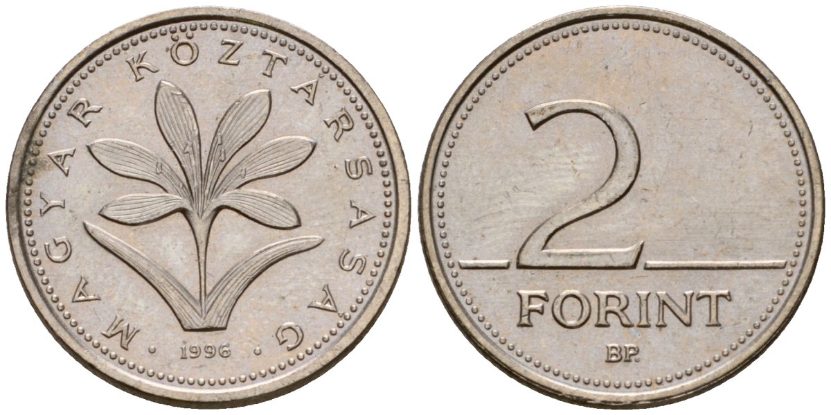 Венгрия 2 форинта 1996 KM 693 латунь 4602-324