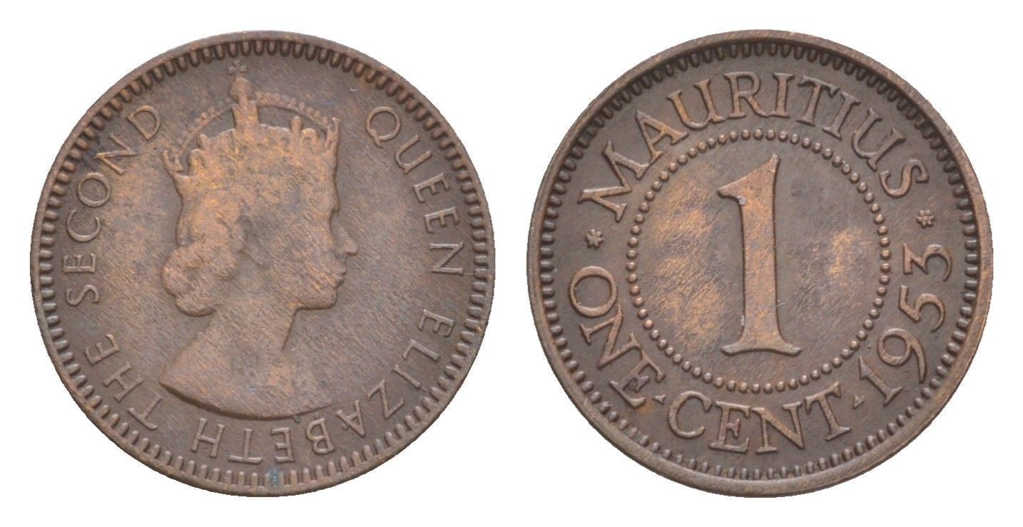 Маврикий 1 цент 1953 KM 31 бронза 4617-824