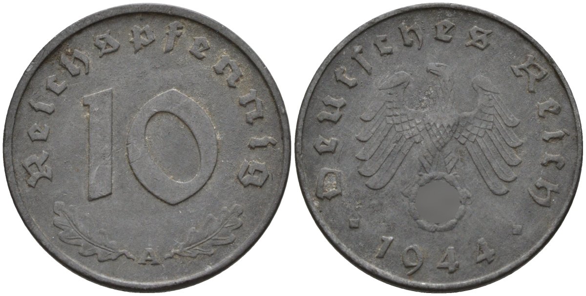 Германия 10 рейхспфеннигов 1944 A KM 101, J.371 цинк 4151-262